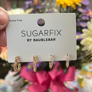 New SugarFix Gold Twisted Hoop Earring Set